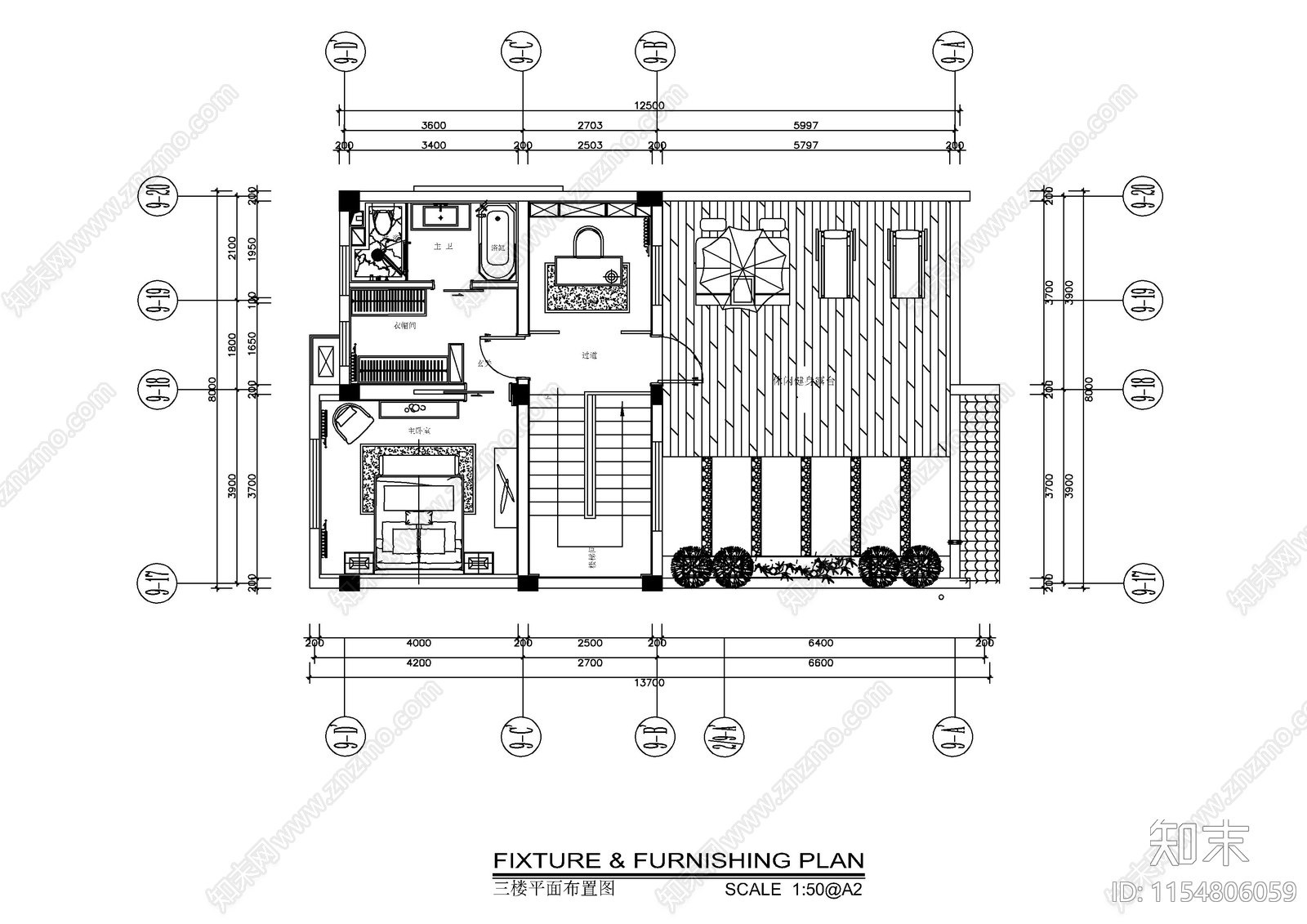 新中式风格三层住宅室内cad施工图下载【ID:1154806059】