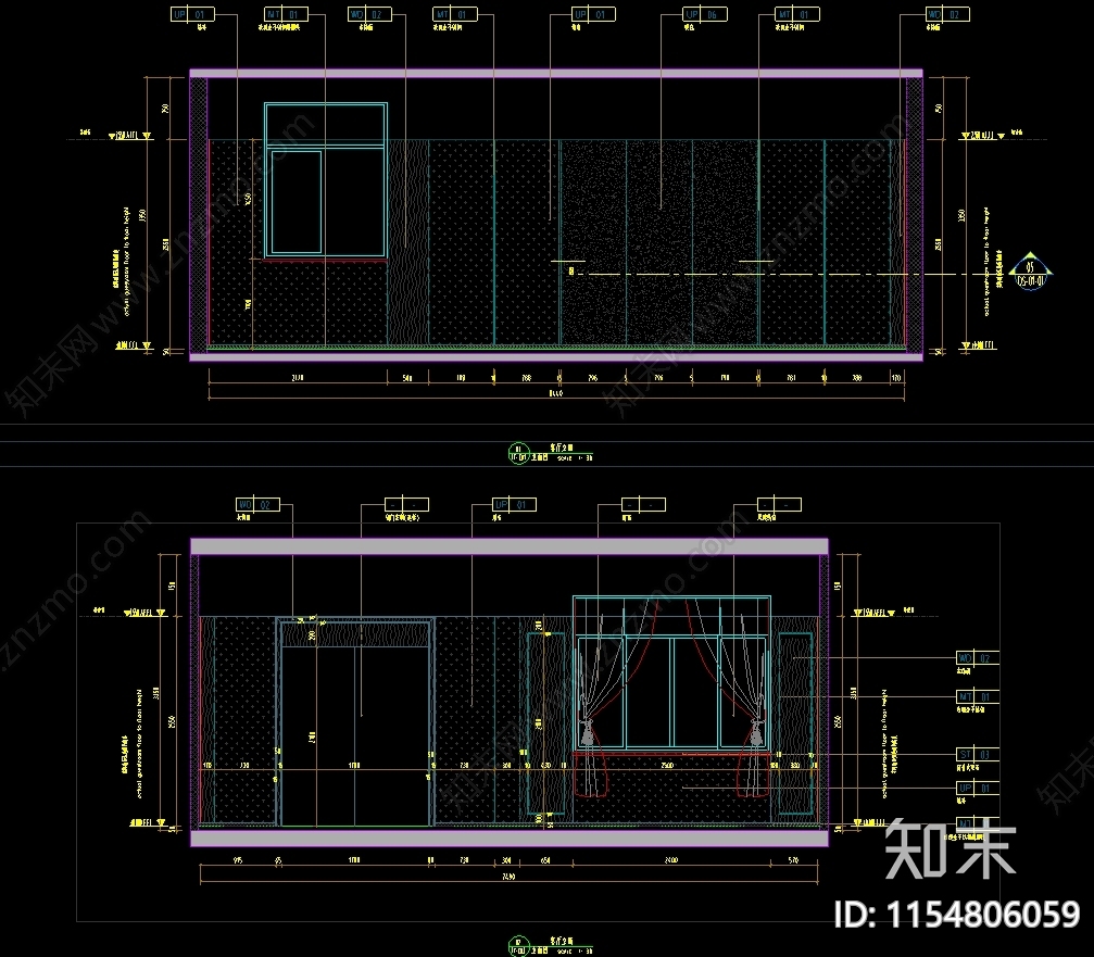 新中式风格三层住宅室内cad施工图下载【ID:1154806059】