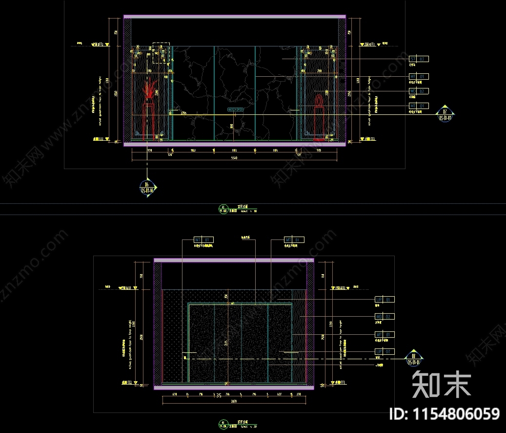 新中式风格三层住宅室内cad施工图下载【ID:1154806059】