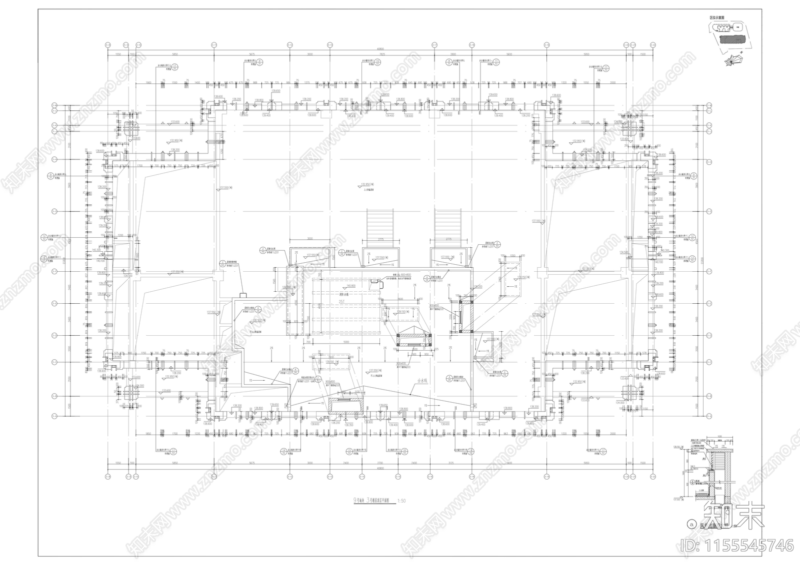 建筑屋顶层平面施工图下载【ID:1155545746】