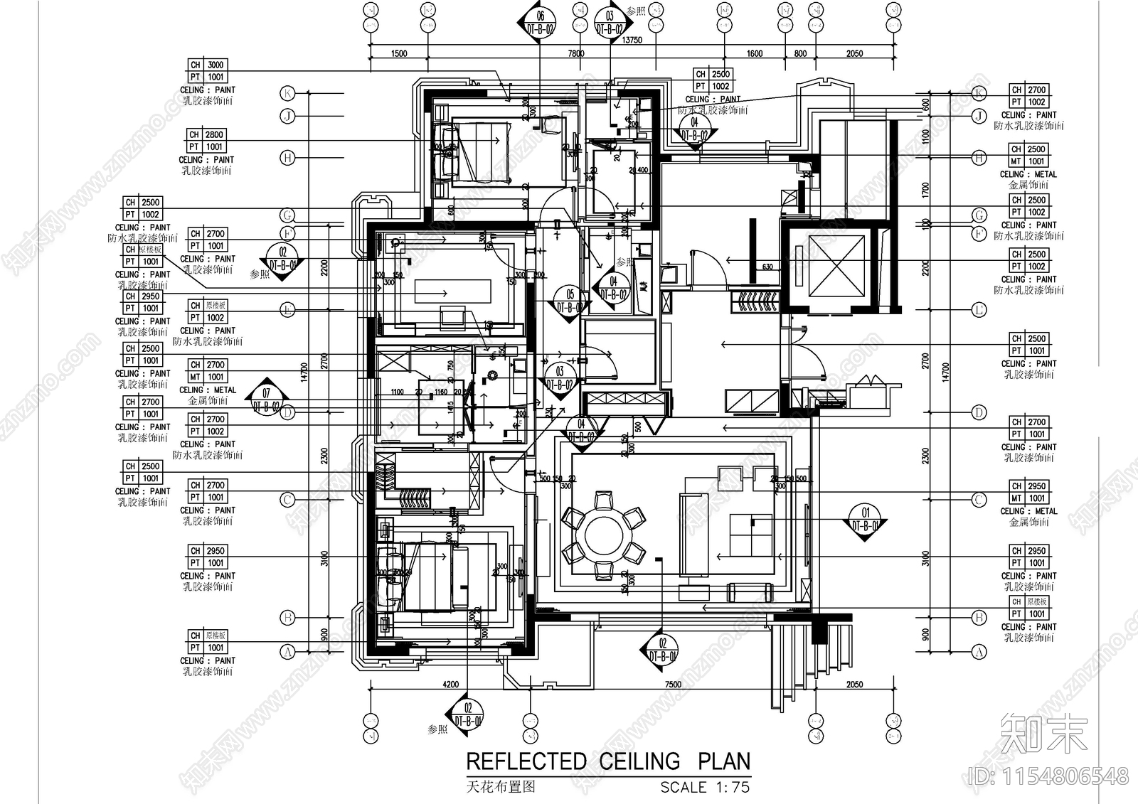 175㎡轻奢风格大平层室内cad施工图下载【ID:1154806548】
