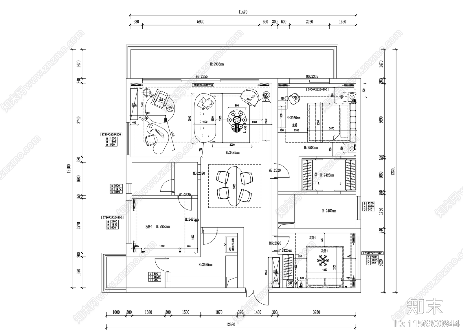 家装平面图施工图下载【ID:1156300944】