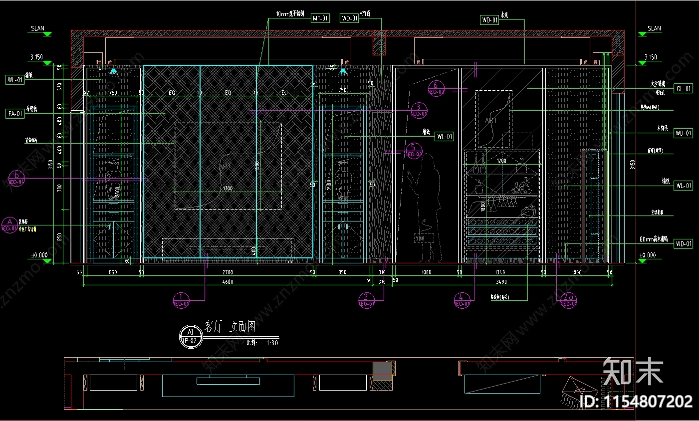 260㎡中式别墅样板房室内cad施工图下载【ID:1154807202】