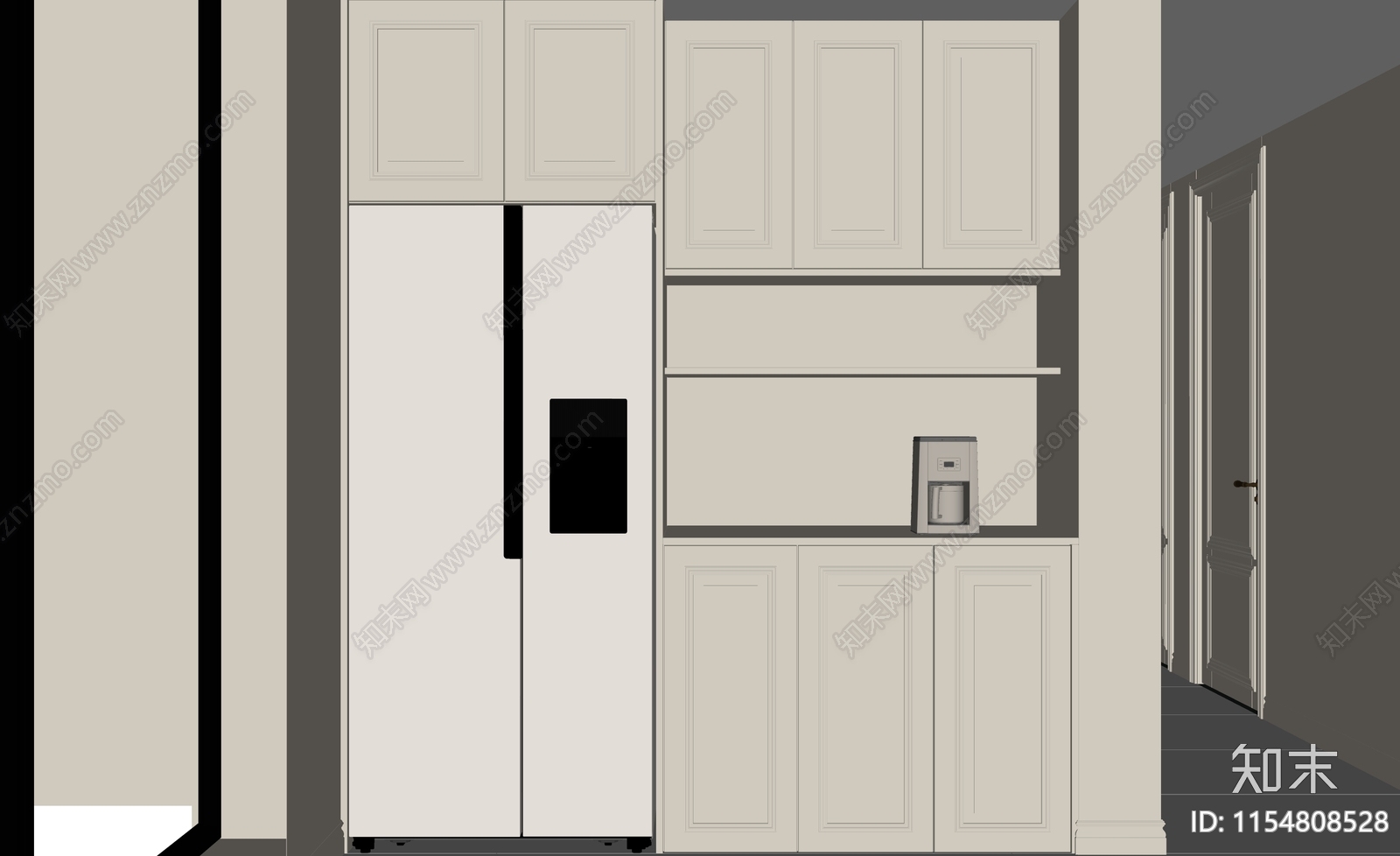 现代餐边柜SU模型下载【ID:1154808528】