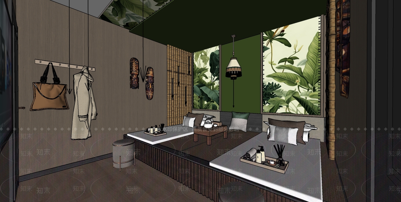 东南亚风SPA包厢SU模型下载【ID:1154812889】