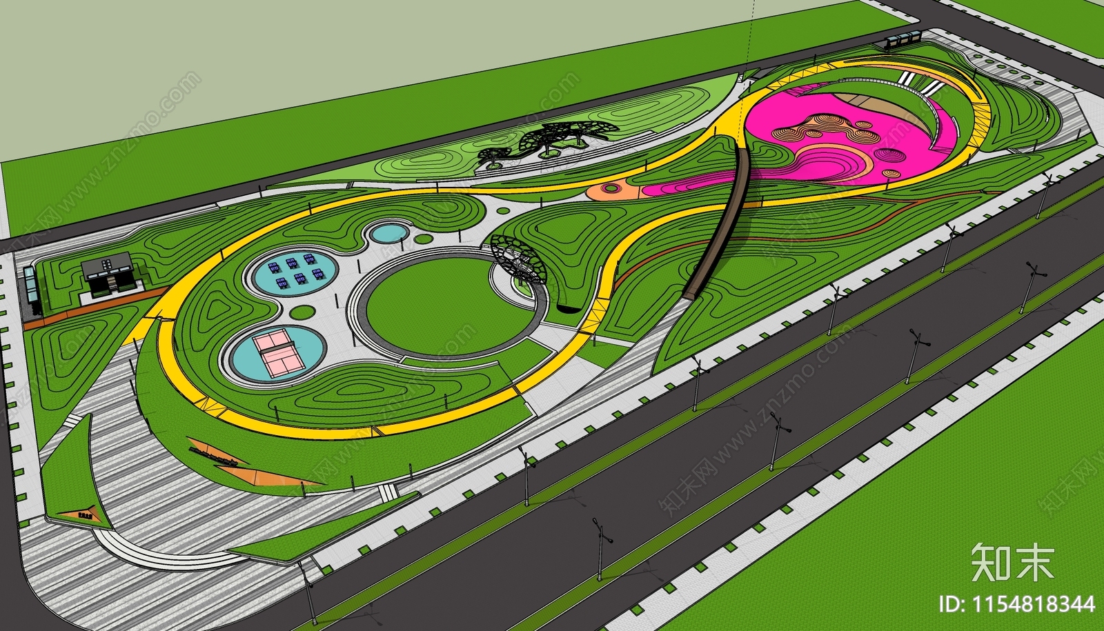 现代体育公园SU模型下载【ID:1154818344】
