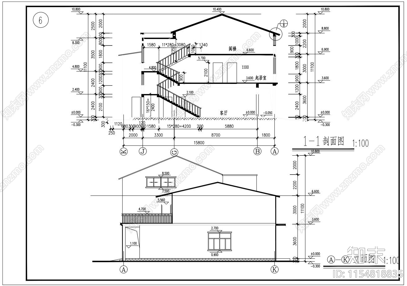 农村别墅cad施工图下载【ID:1154818835】