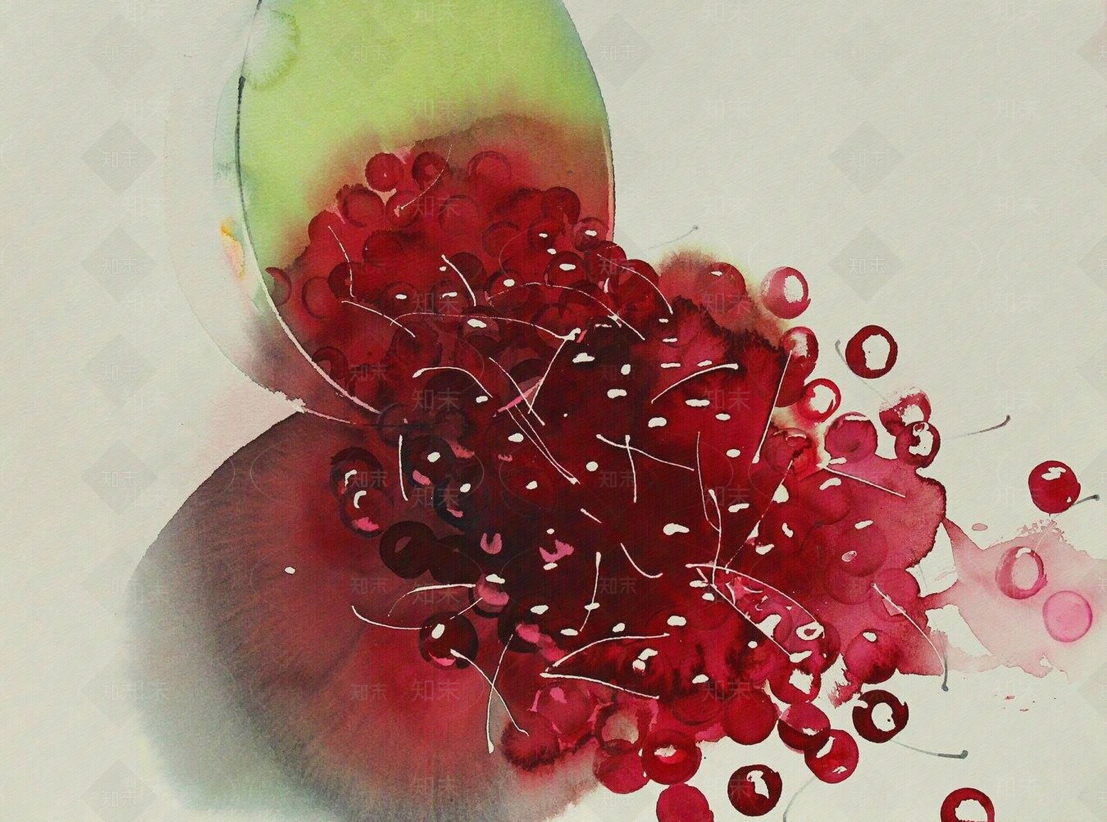 中式水墨葡萄画贴图下载【ID:1154822441】