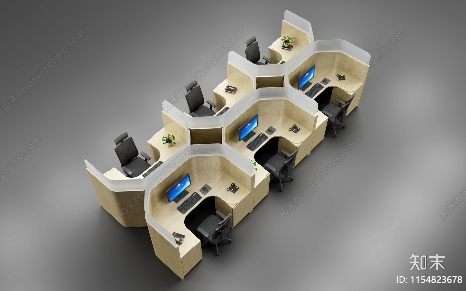 现代办公桌椅3D模型下载【ID:1154823678】