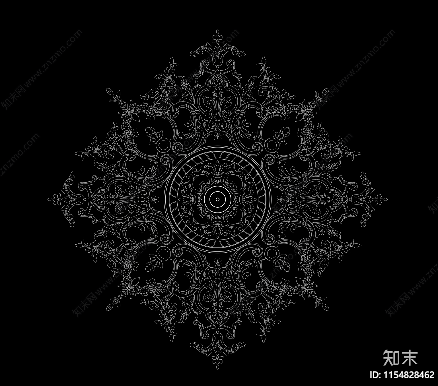 欧式法式雕花施工图下载【ID:1154828462】