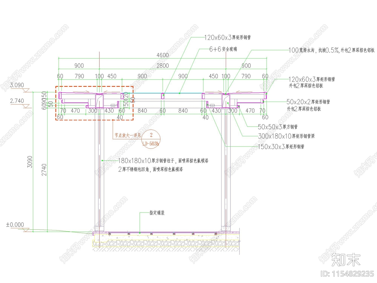 新中式廊架详图cad施工图下载【ID:1154829235】