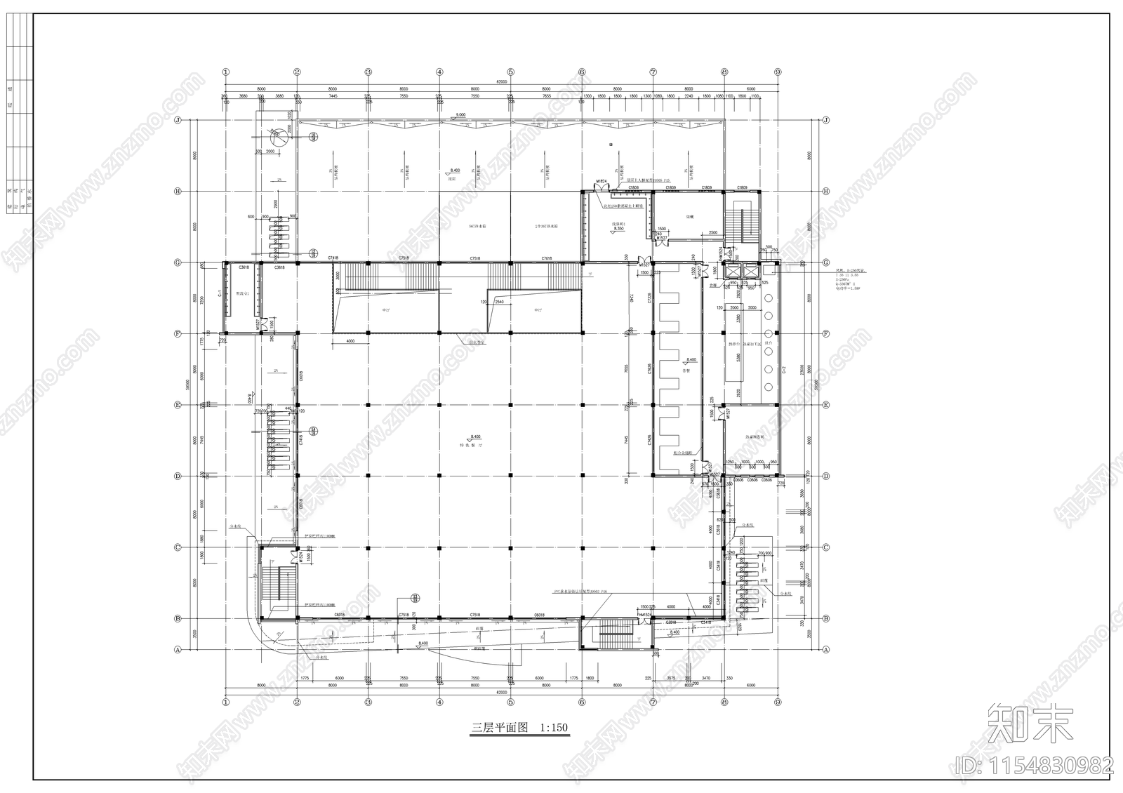 学校食堂建筑cad施工图下载【ID:1154830982】