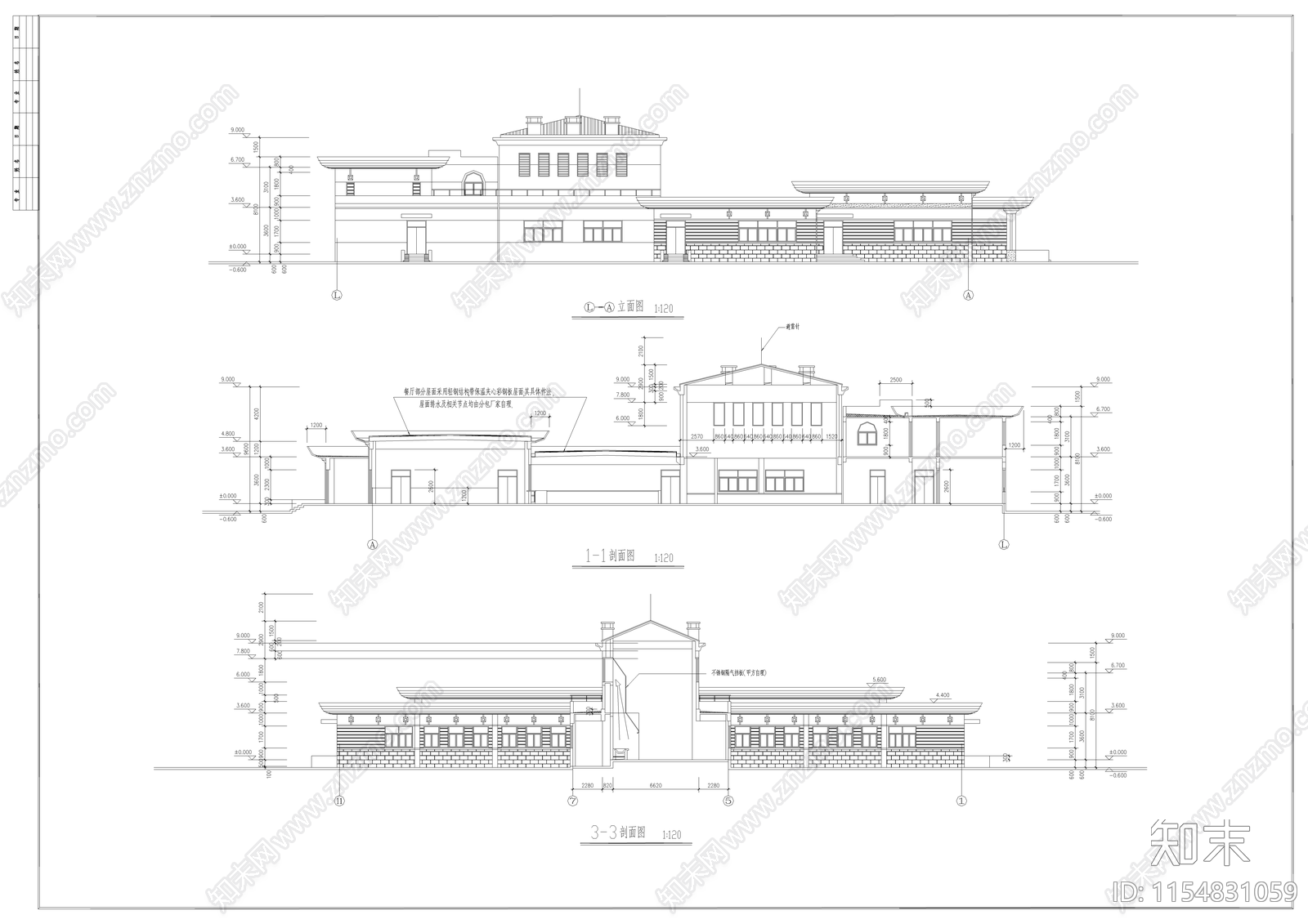 学院食堂完整建筑cad施工图下载【ID:1154831059】