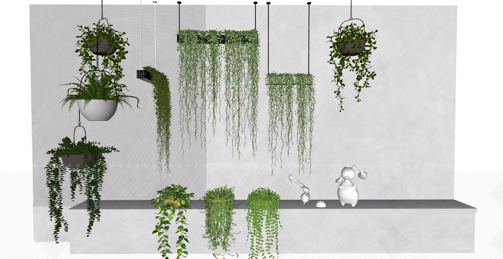 绿植吊篮SU模型下载【ID:1155597627】