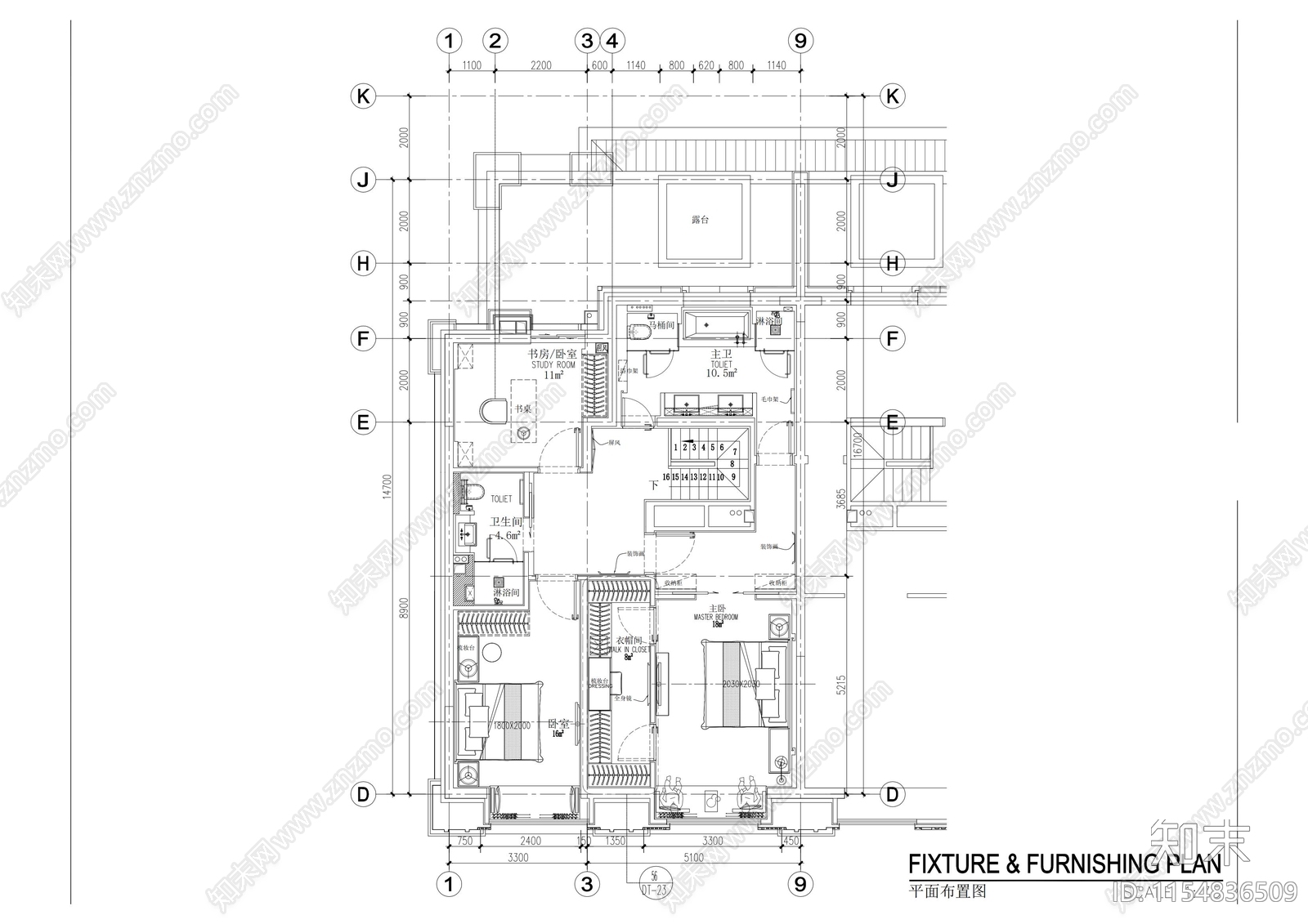 北京上叠别墅室内cad施工图下载【ID:1154836509】