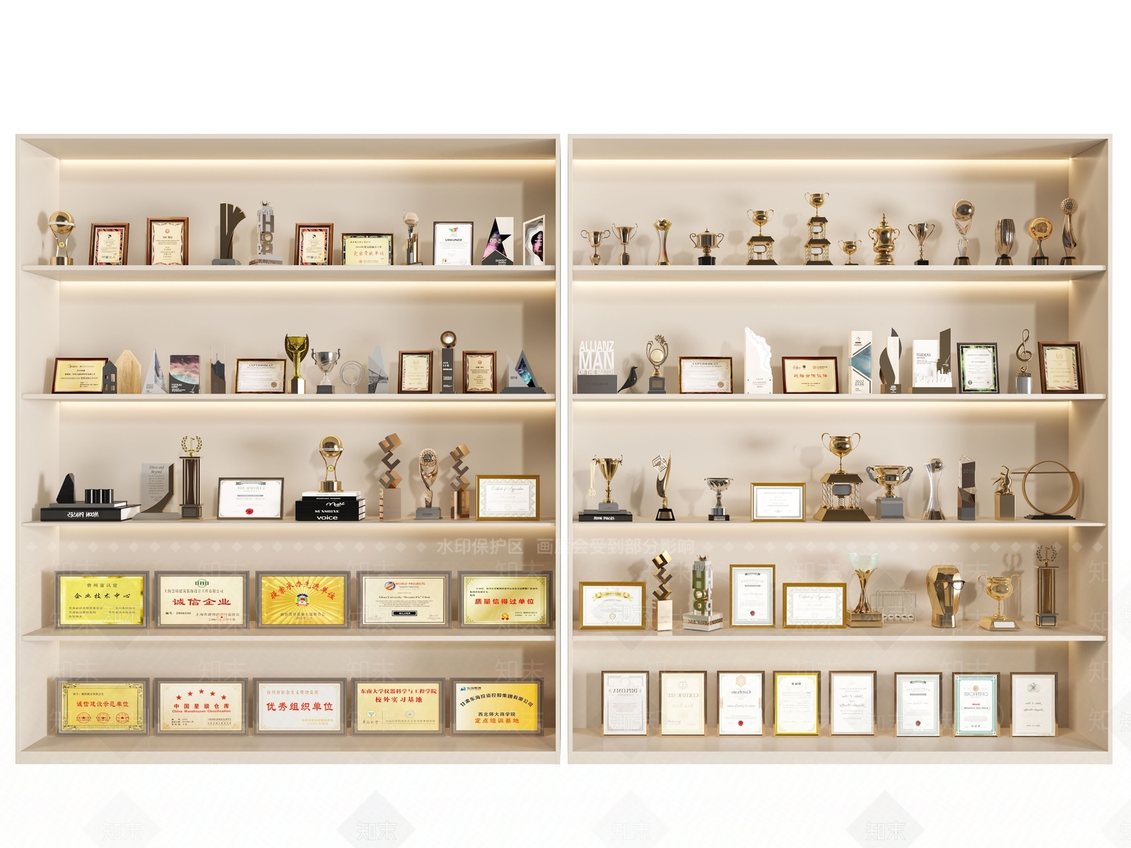 现代奖状奖杯3D模型下载【ID:1154836515】