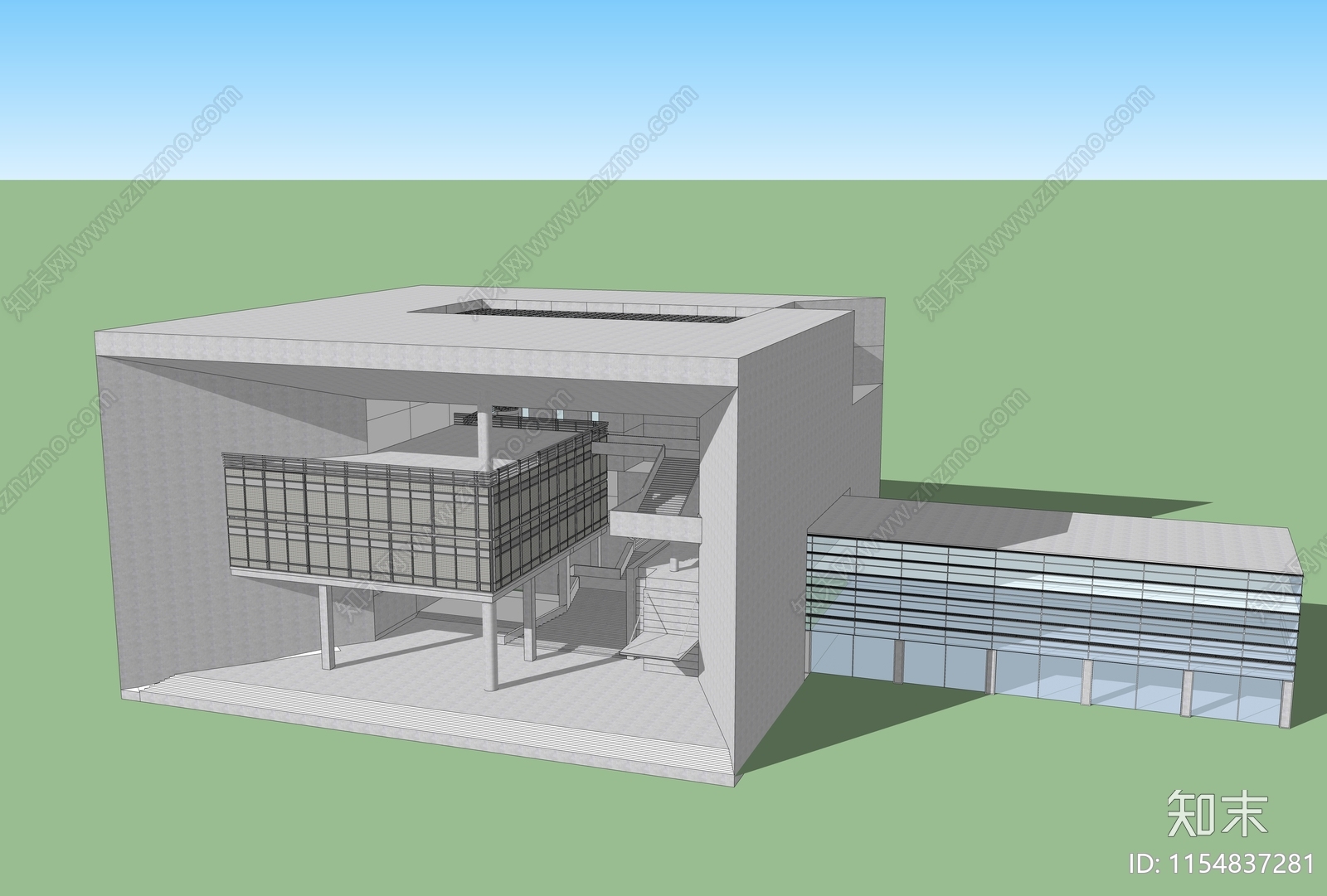 现代元智大学图书资讯大楼SU模型下载【ID:1154837281】