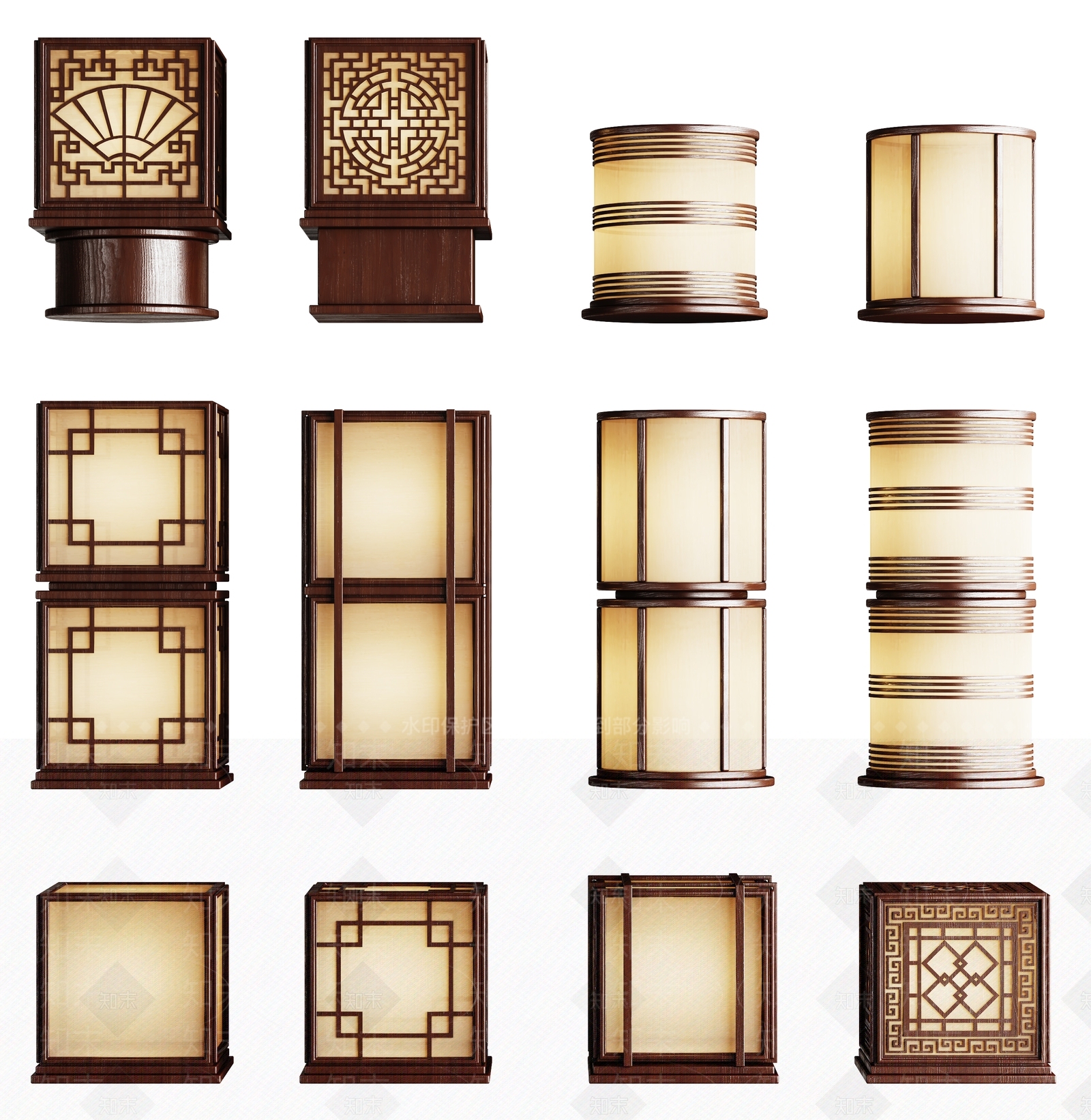 新中式户外灯SU模型下载【ID:1154839457】