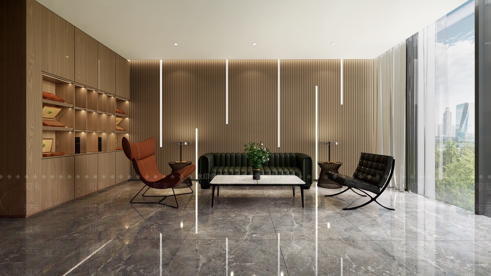 现代室内高尔夫球模拟训练室SU模型下载【ID:1154844495】