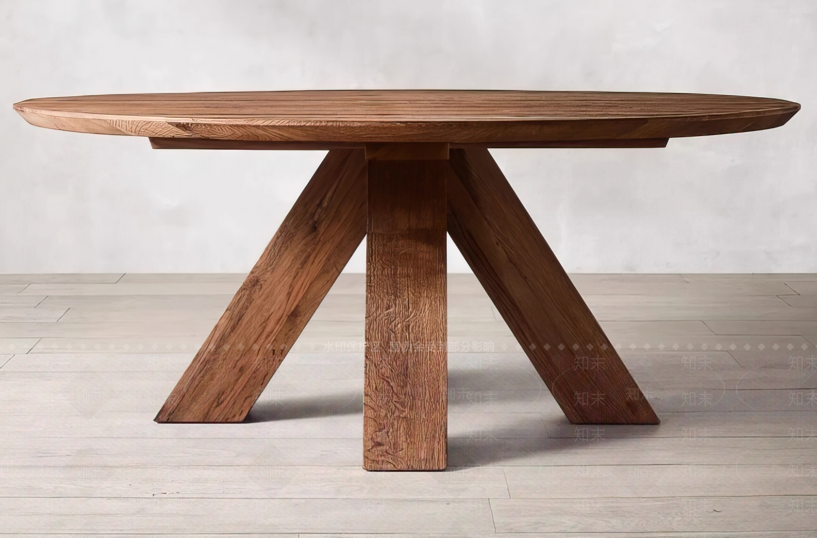 现代木制圆桌SU模型下载【ID:1154845558】