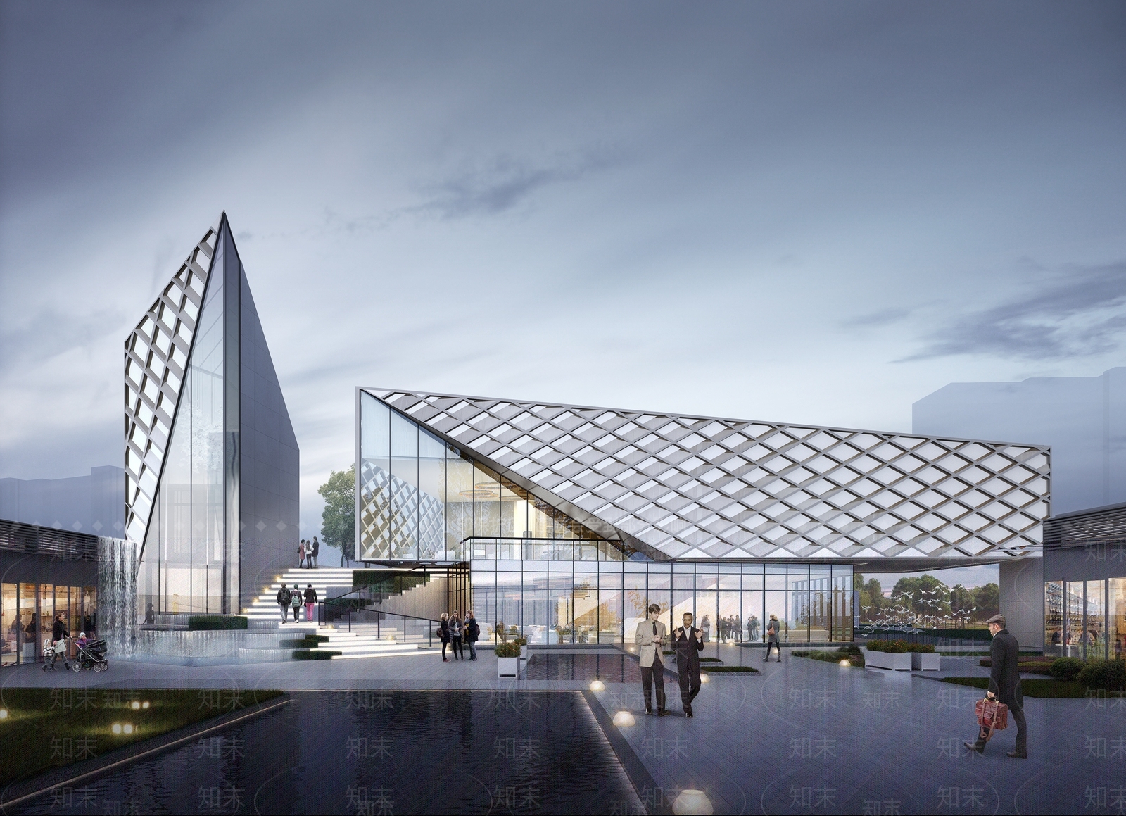 现代售楼处建筑SU模型精品下载_SketchUp模型_知末网