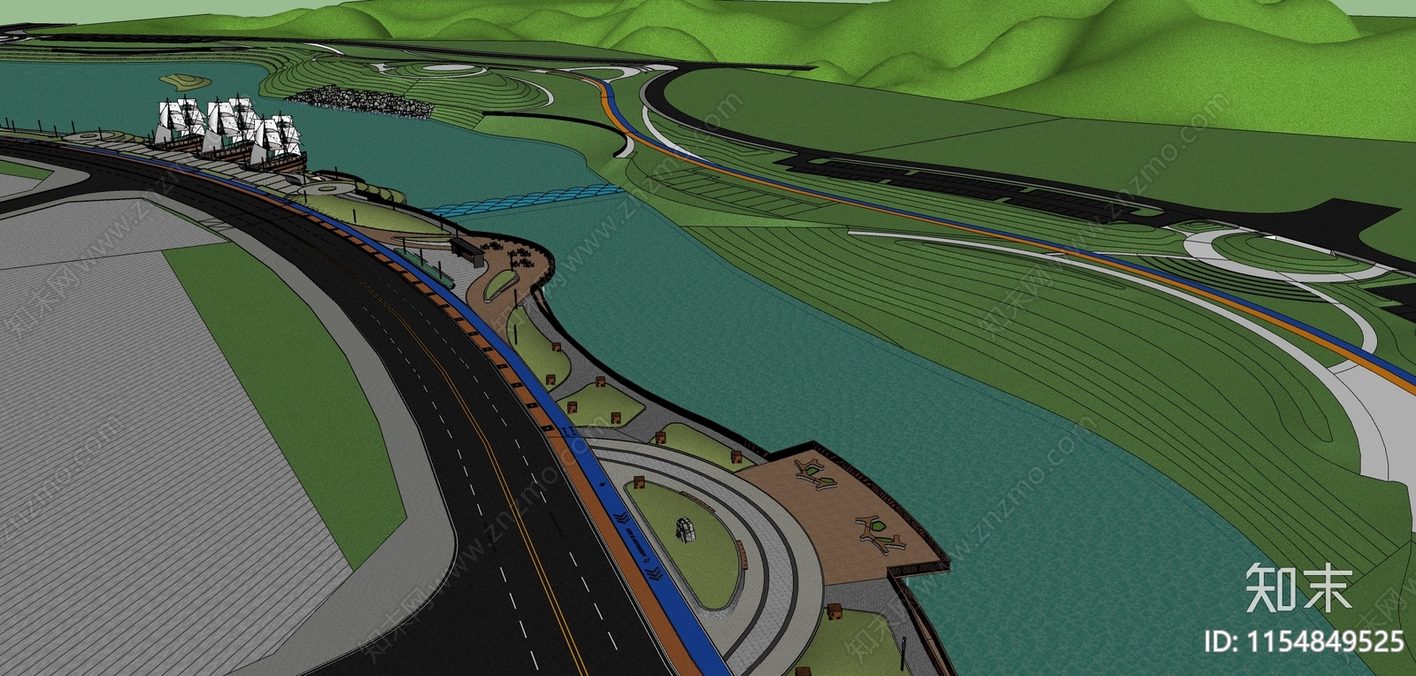 现代秀峰港湿地公园SU模型下载【ID:1154849525】
