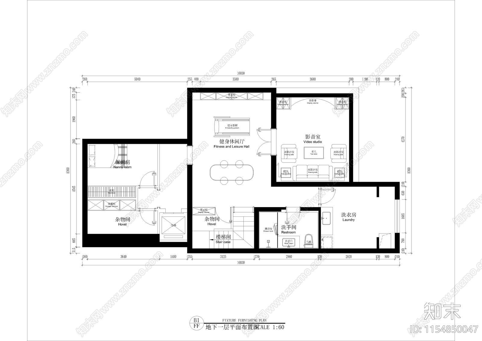 欧式豪宅别墅室内装修cad施工图下载【ID:1154850047】