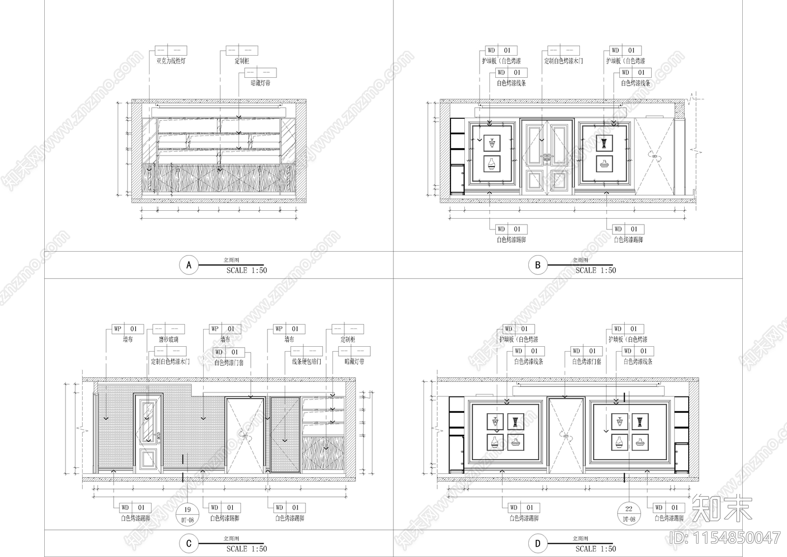 欧式豪宅别墅室内装修cad施工图下载【ID:1154850047】