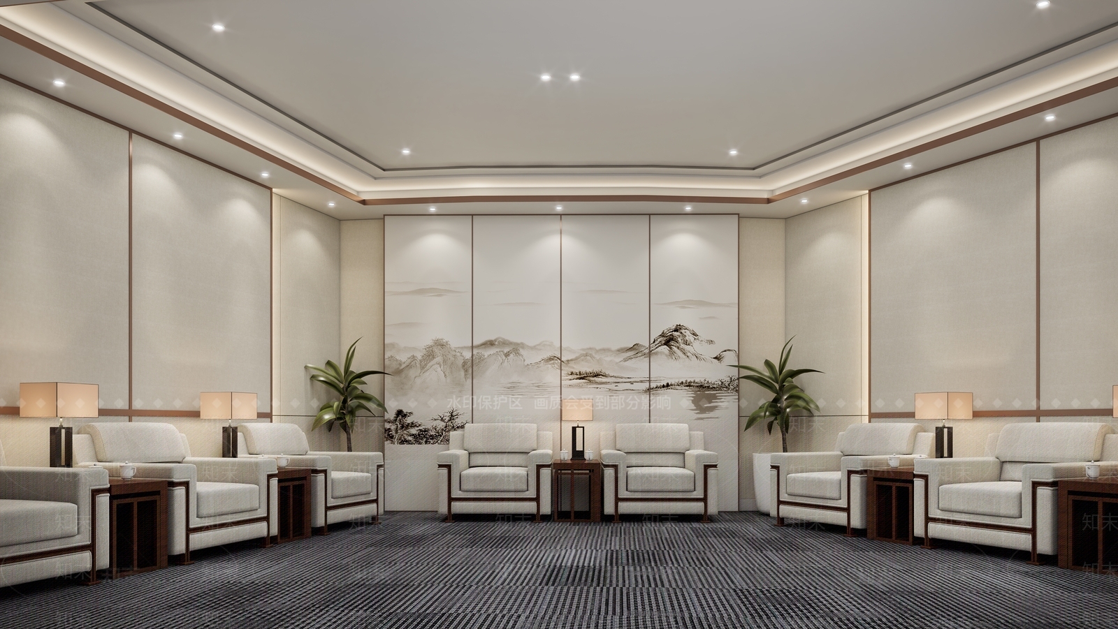 新中式贵宾接待室3D模型下载【ID:1154850392】