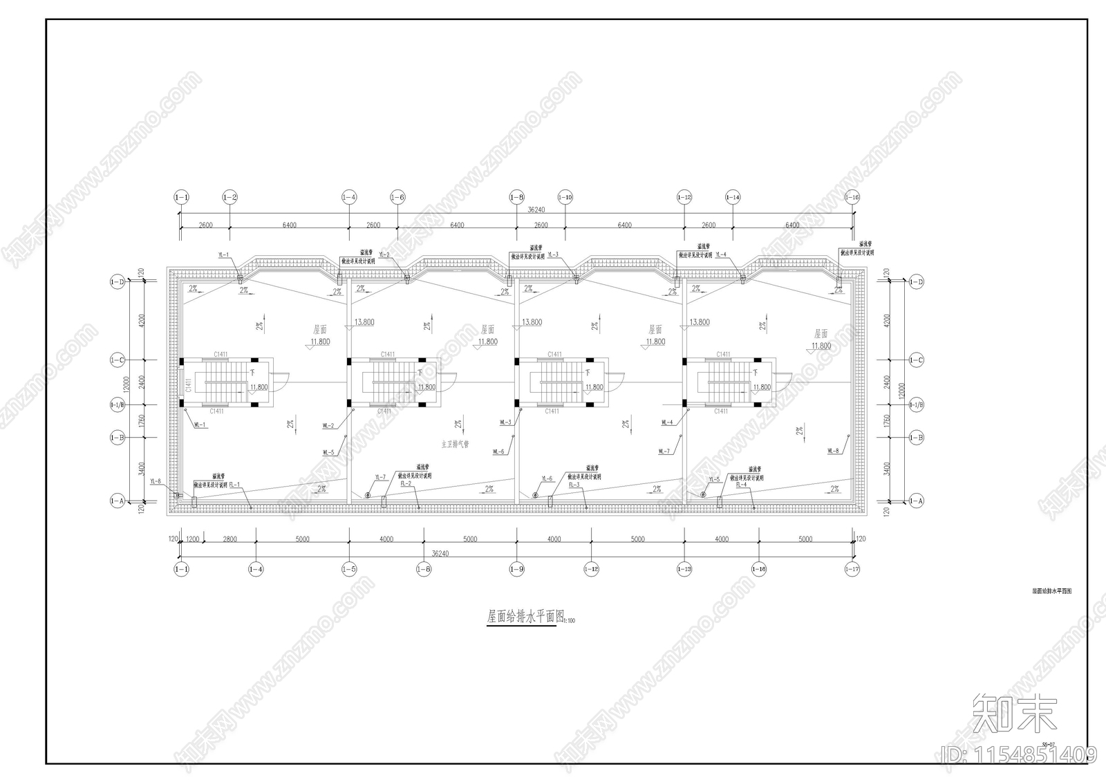 联排住宅水施图cad施工图下载【ID:1154851409】