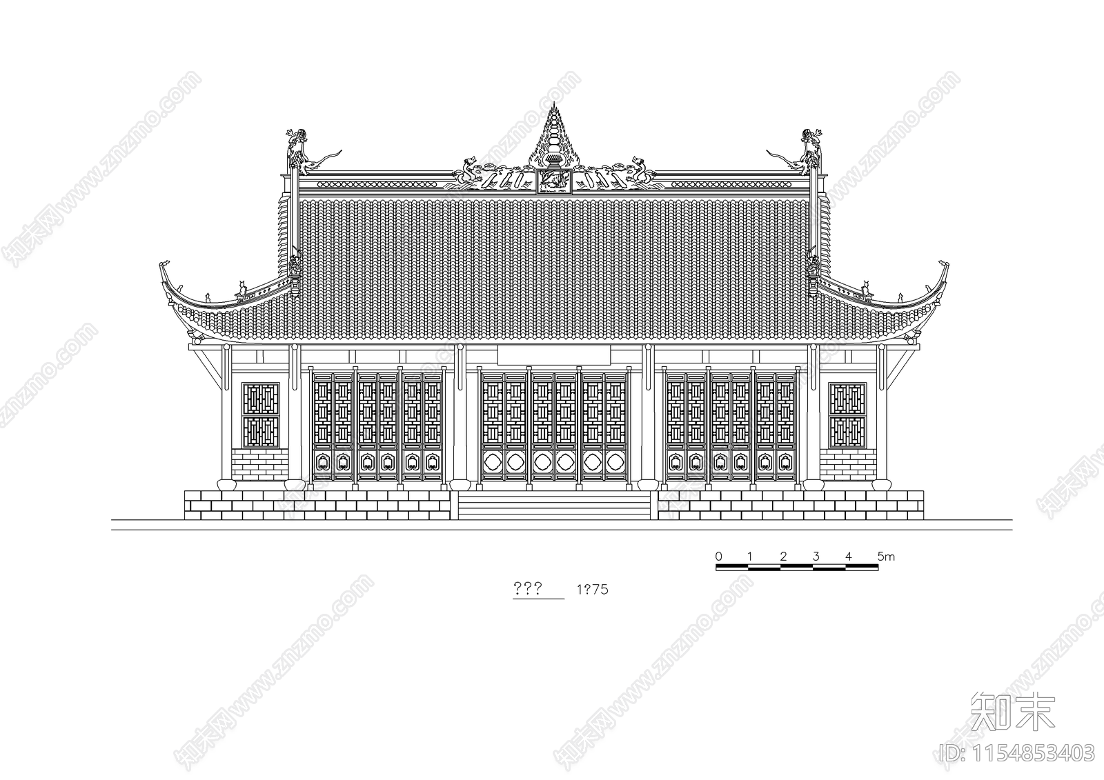 殿阁古建筑施工图cad施工图下载【ID:1154853403】