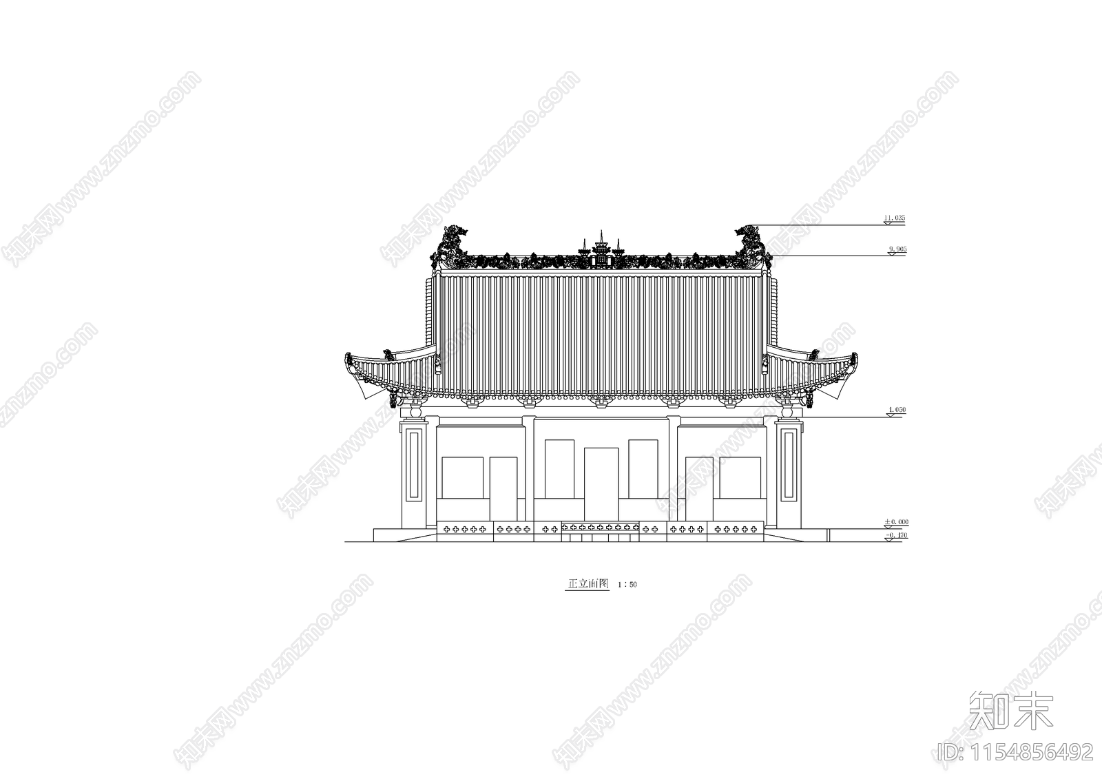 殿阁古建筑cad施工图下载【ID:1154856492】