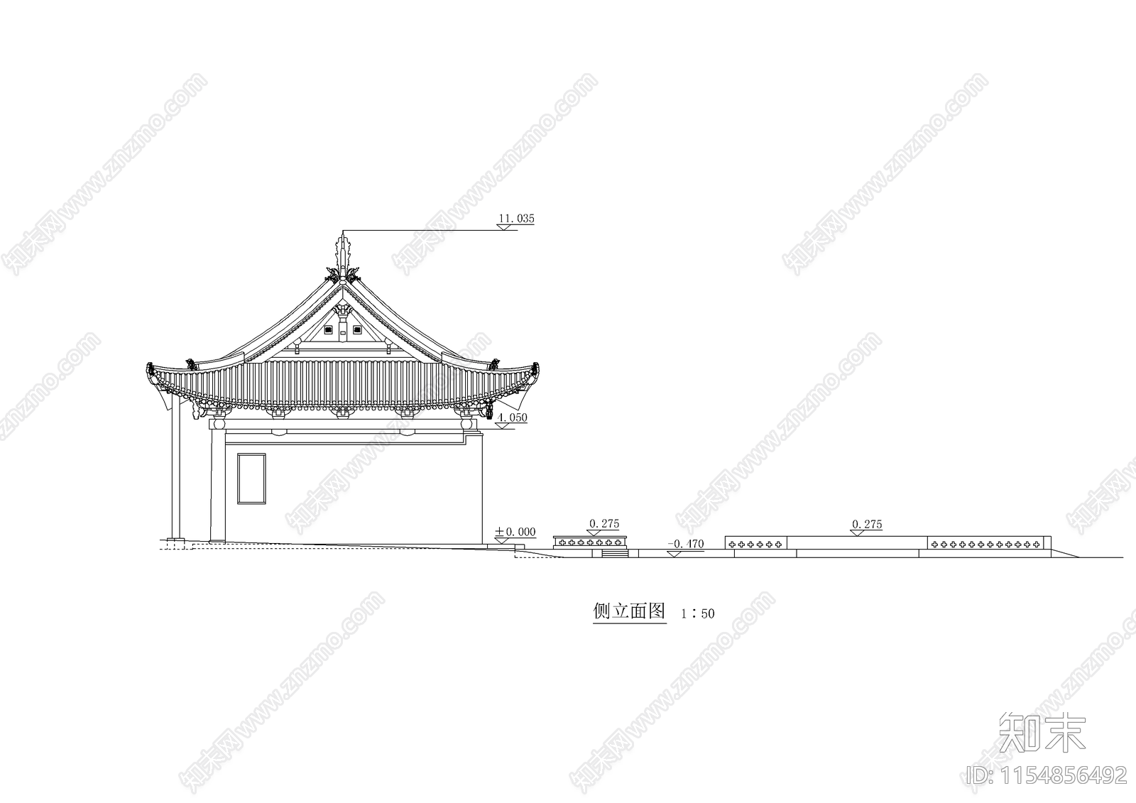 殿阁古建筑cad施工图下载【ID:1154856492】