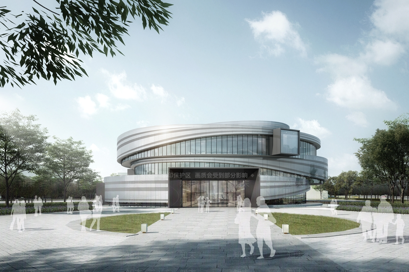 现代展览馆建筑SU模型下载【ID:1154856958】