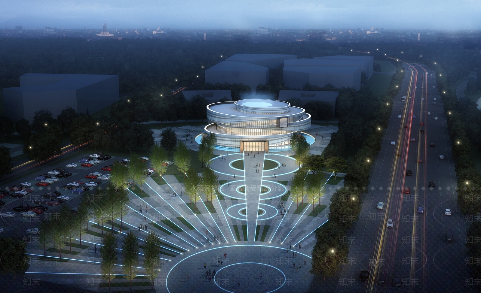 现代展览馆建筑SU模型下载【ID:1154856958】