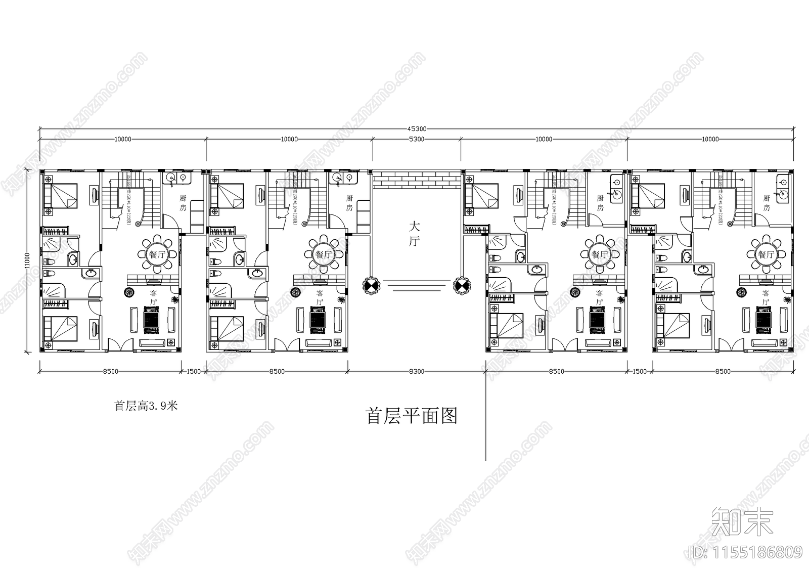 兄弟型小农家住宅cad施工图下载【ID:1155186809】