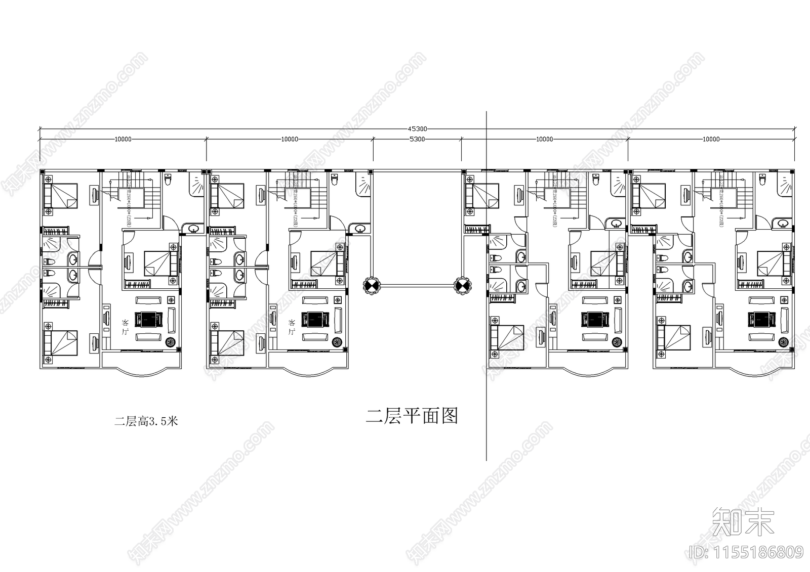 兄弟型小农家住宅cad施工图下载【ID:1155186809】