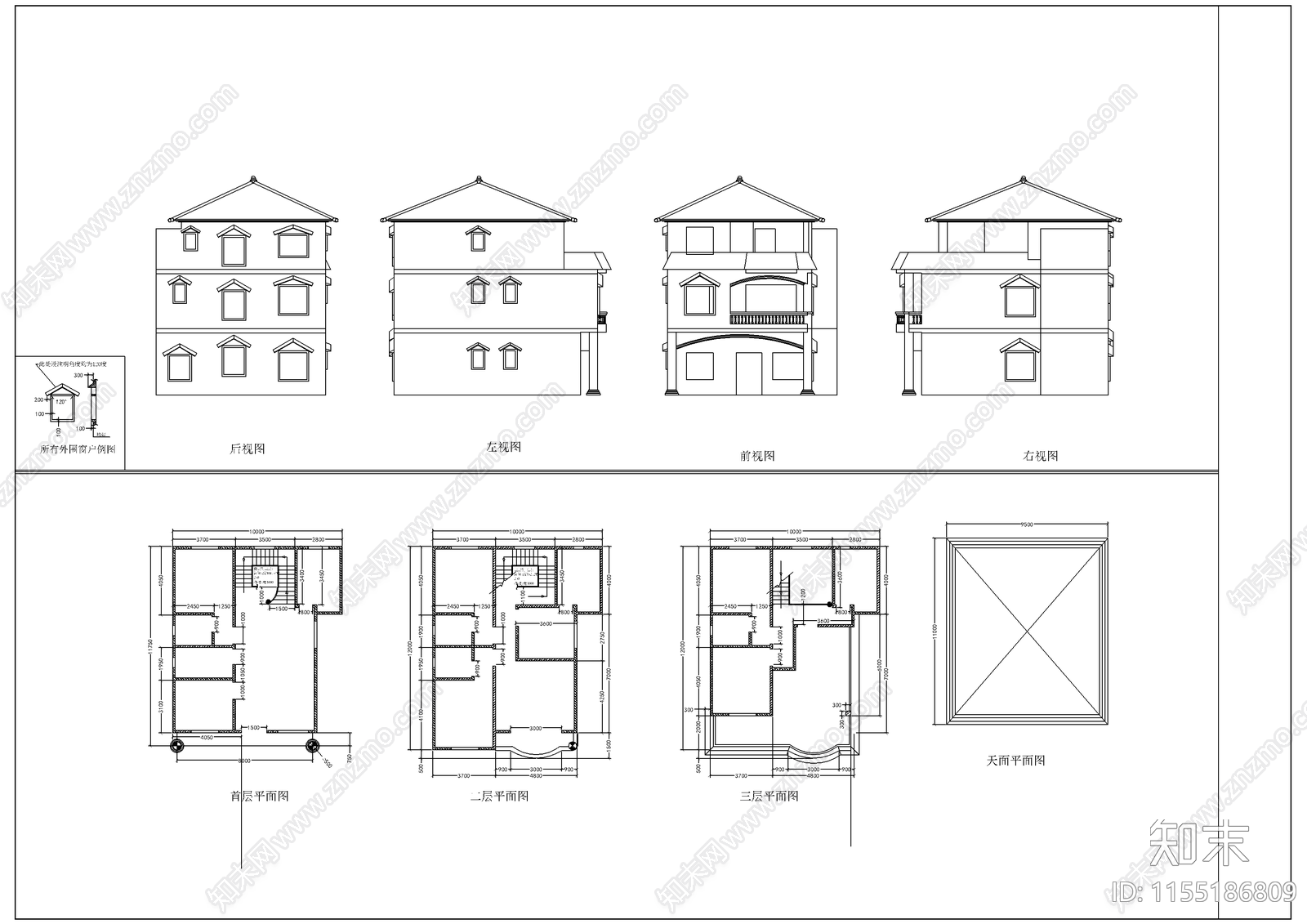 兄弟型小农家住宅cad施工图下载【ID:1155186809】