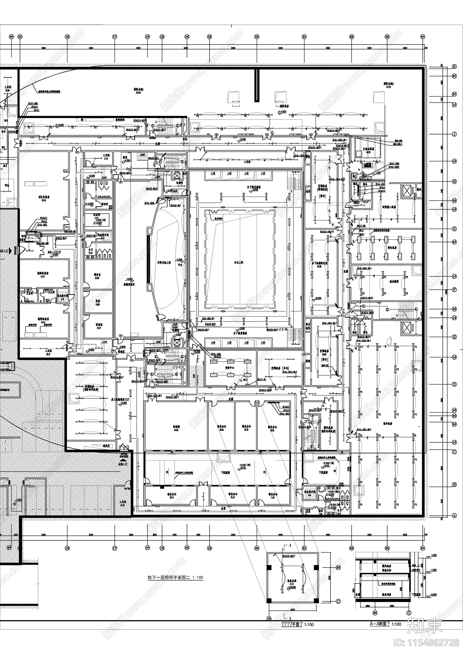 大剧院文化馆建筑电气cad施工图下载【ID:1154862728】