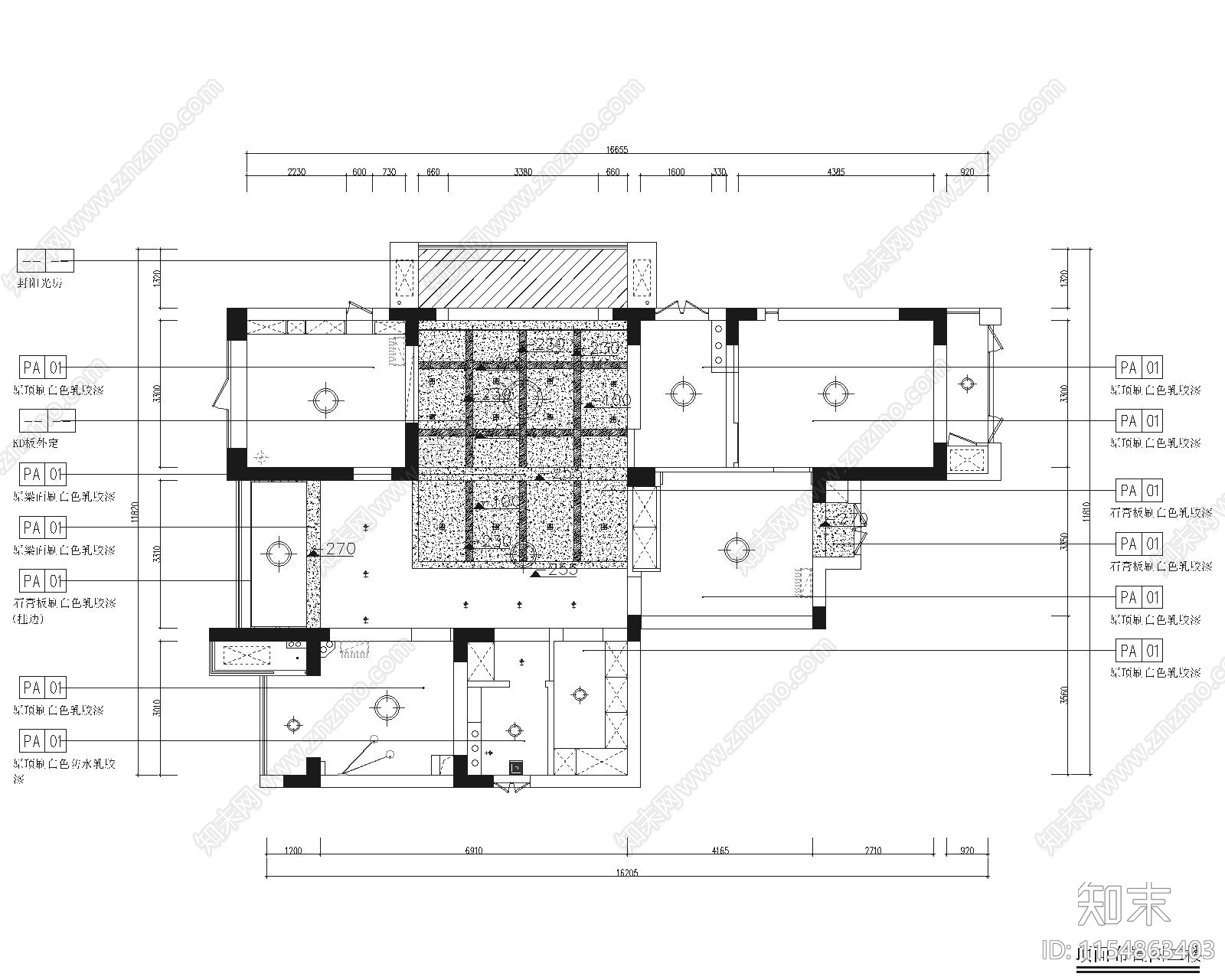 某现代轻奢顶层复式私宅cad施工图下载【ID:1154863403】