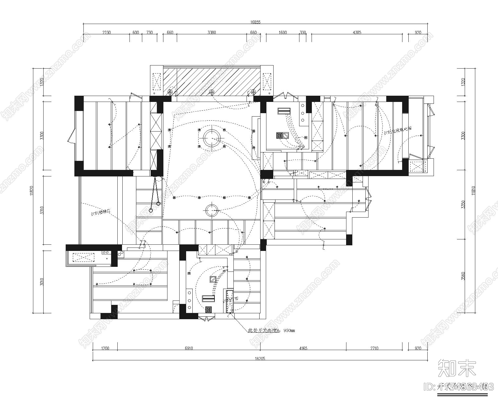 某现代轻奢顶层复式私宅cad施工图下载【ID:1154863403】