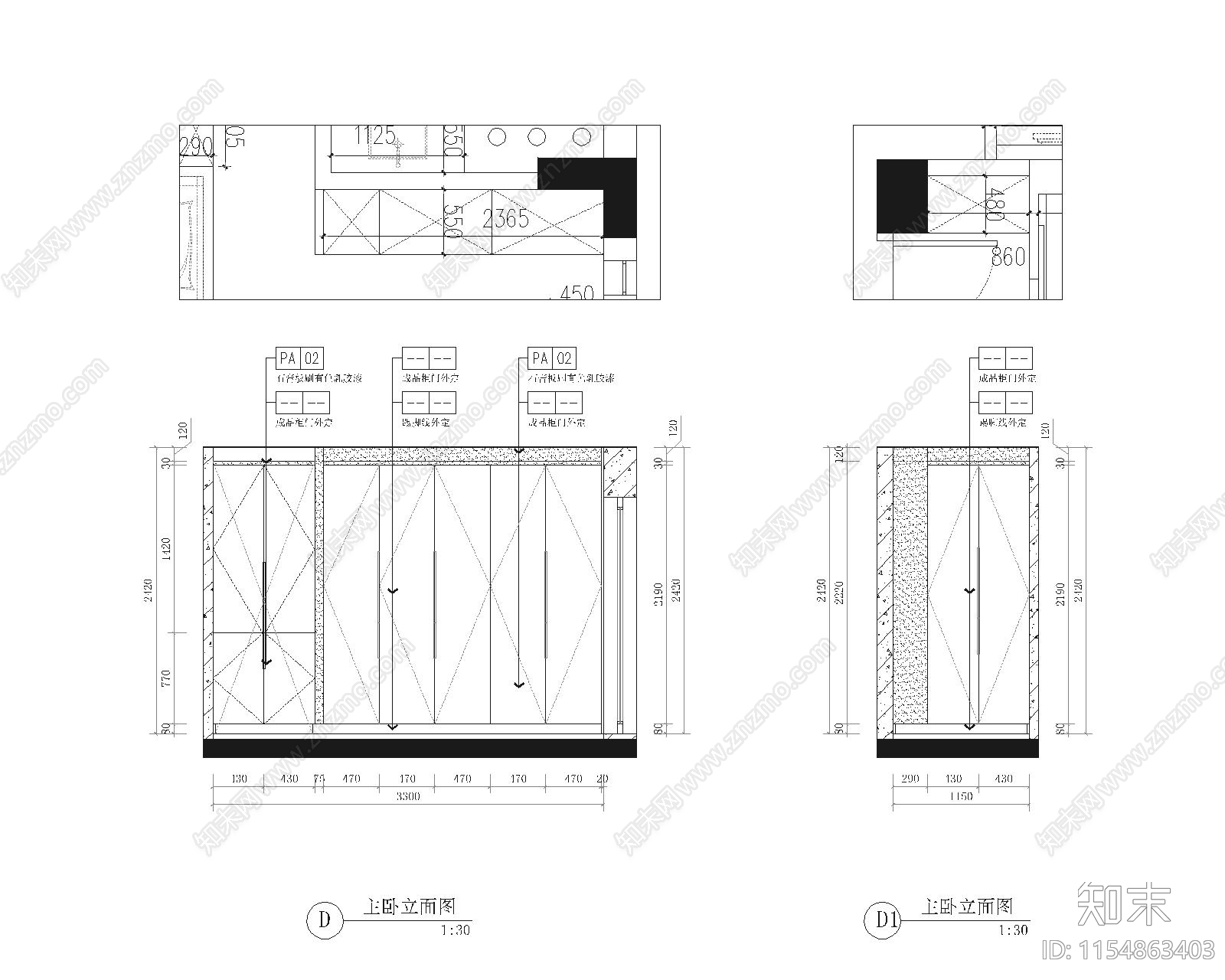 某现代轻奢顶层复式私宅cad施工图下载【ID:1154863403】