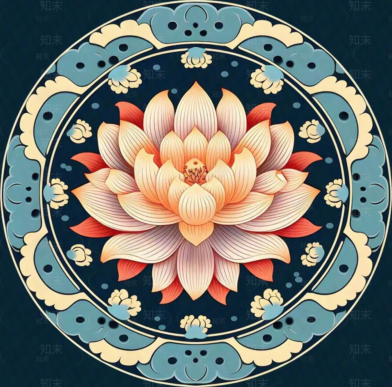 中国传统莲花纹样布贴图下载【ID:1154864166】