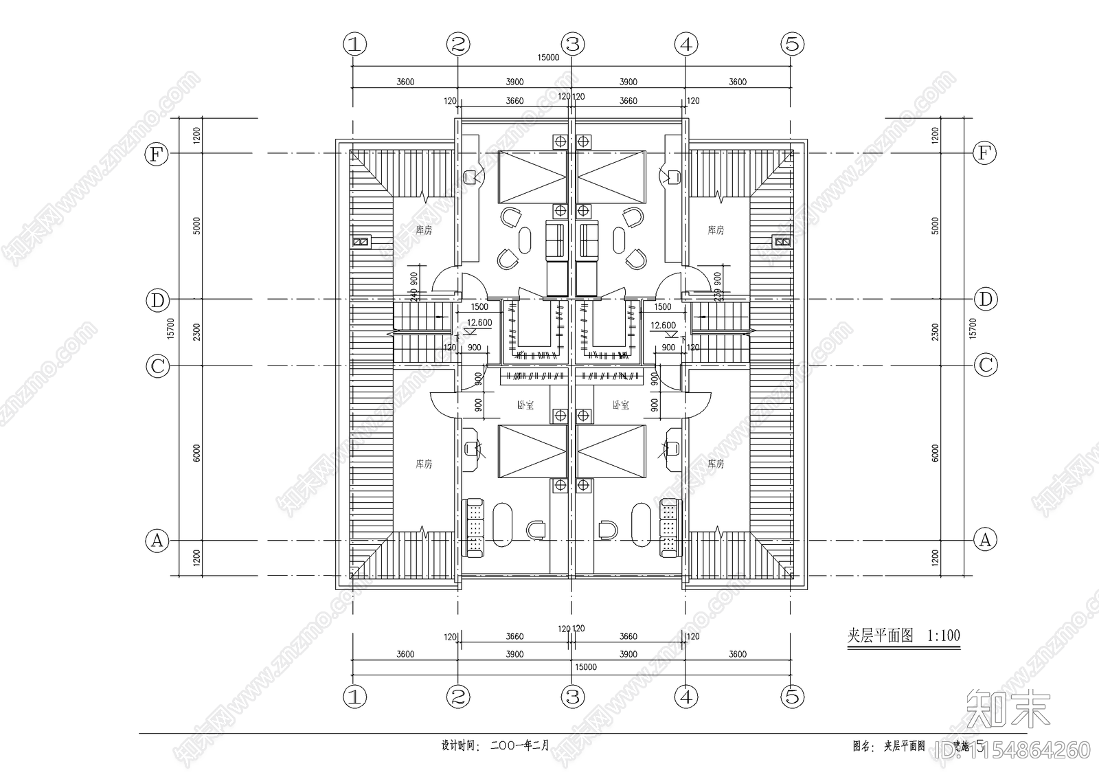 5层私宅建筑cad施工图下载【ID:1154864260】