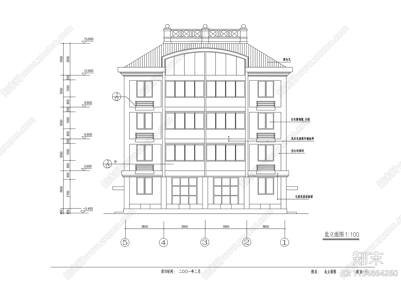 5层私宅建筑cad施工图下载【ID:1154864260】