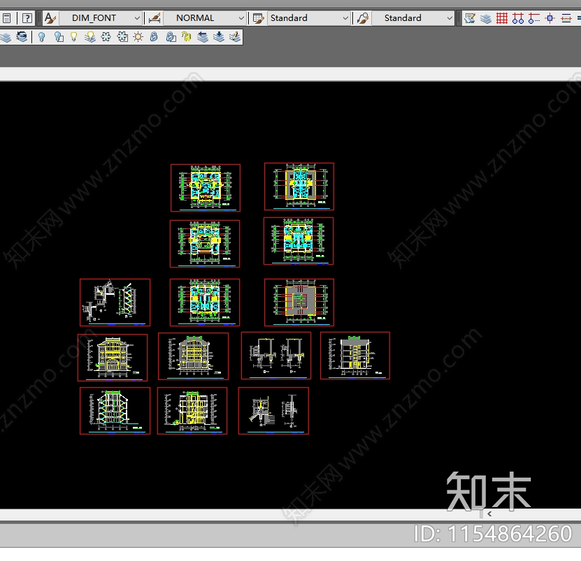 5层私宅建筑cad施工图下载【ID:1154864260】