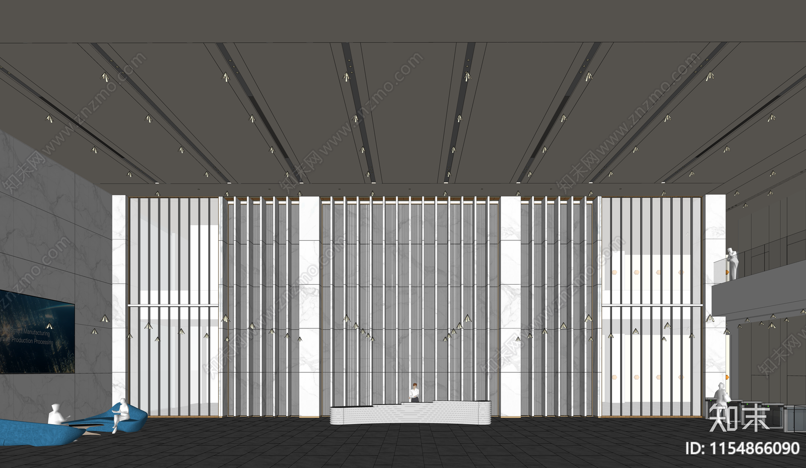 现代办公大堂SU模型下载【ID:1154866090】