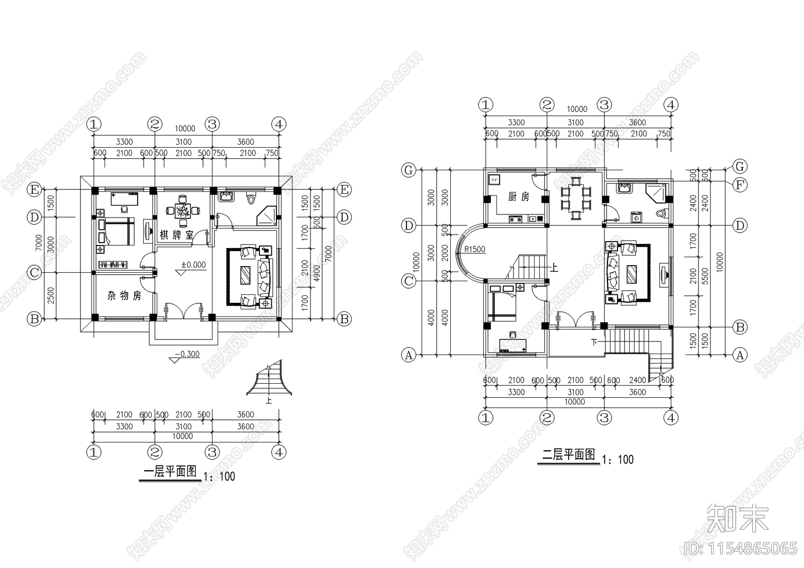 农村别墅建筑cad施工图下载【ID:1154865065】