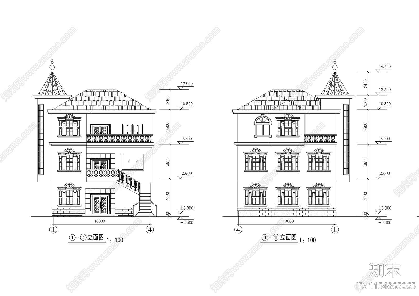 农村别墅建筑cad施工图下载【ID:1154865065】