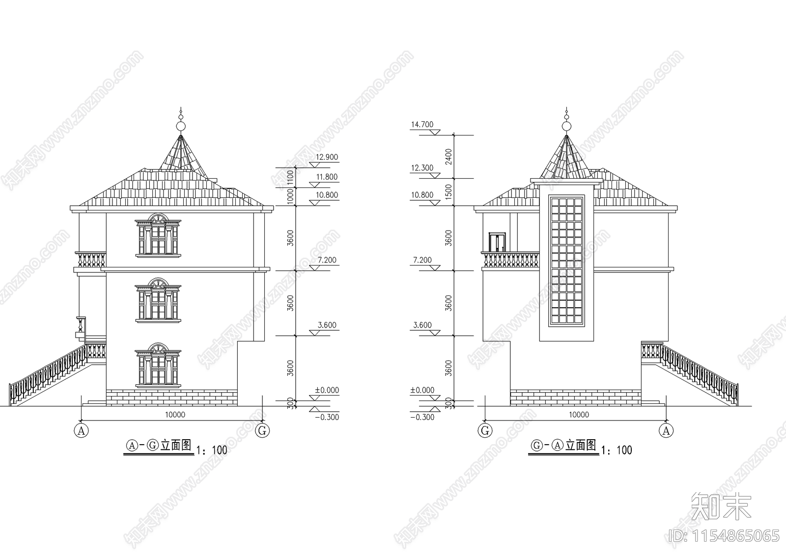 农村别墅建筑cad施工图下载【ID:1154865065】